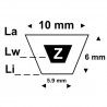 Courroie MIZ 10 mm Z395