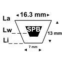 V-belts SPB Largeur 16.3 mm
